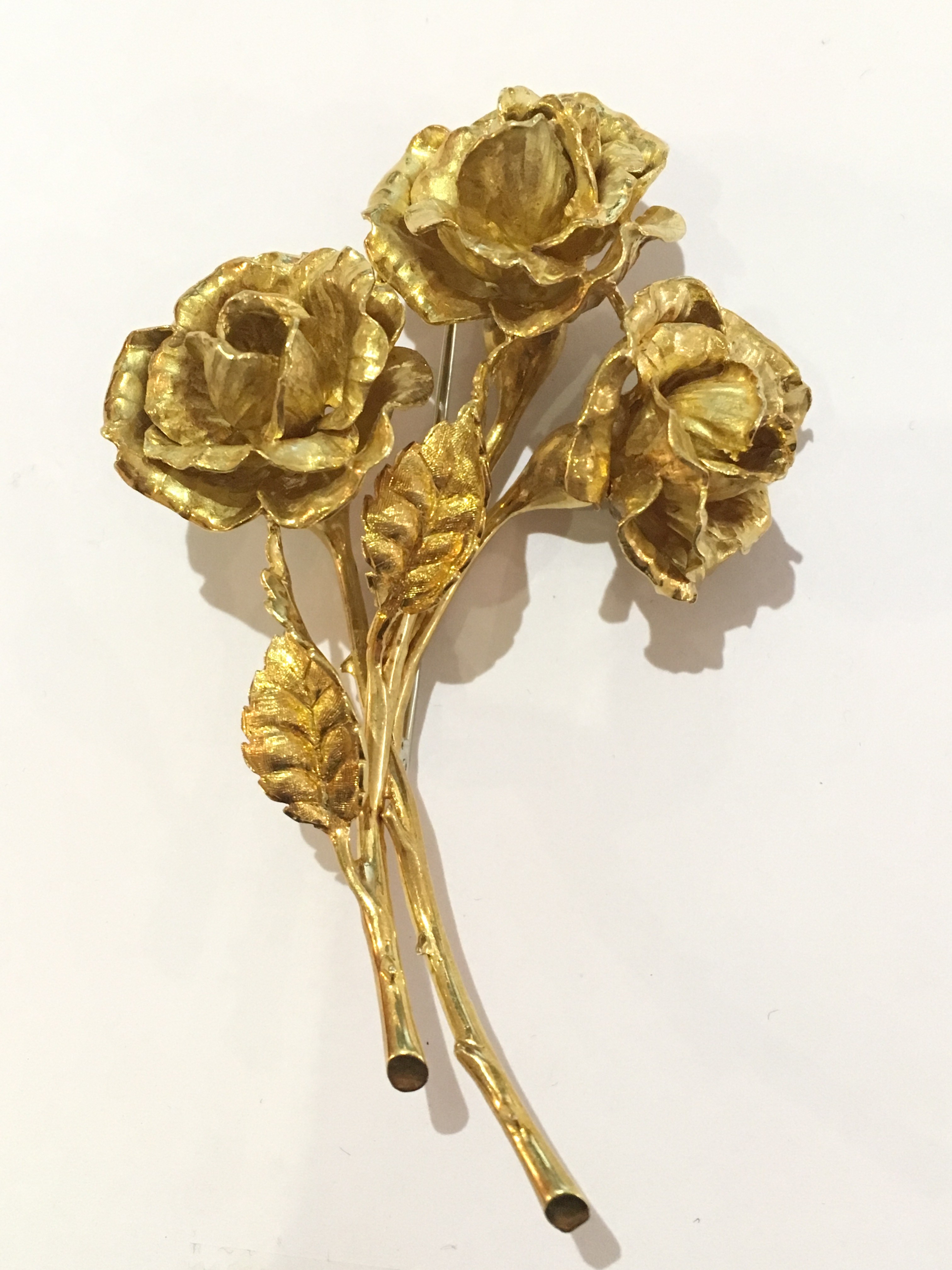 18k Yellow Gold Vintage Floral Brooch Stamped .750 eBay
