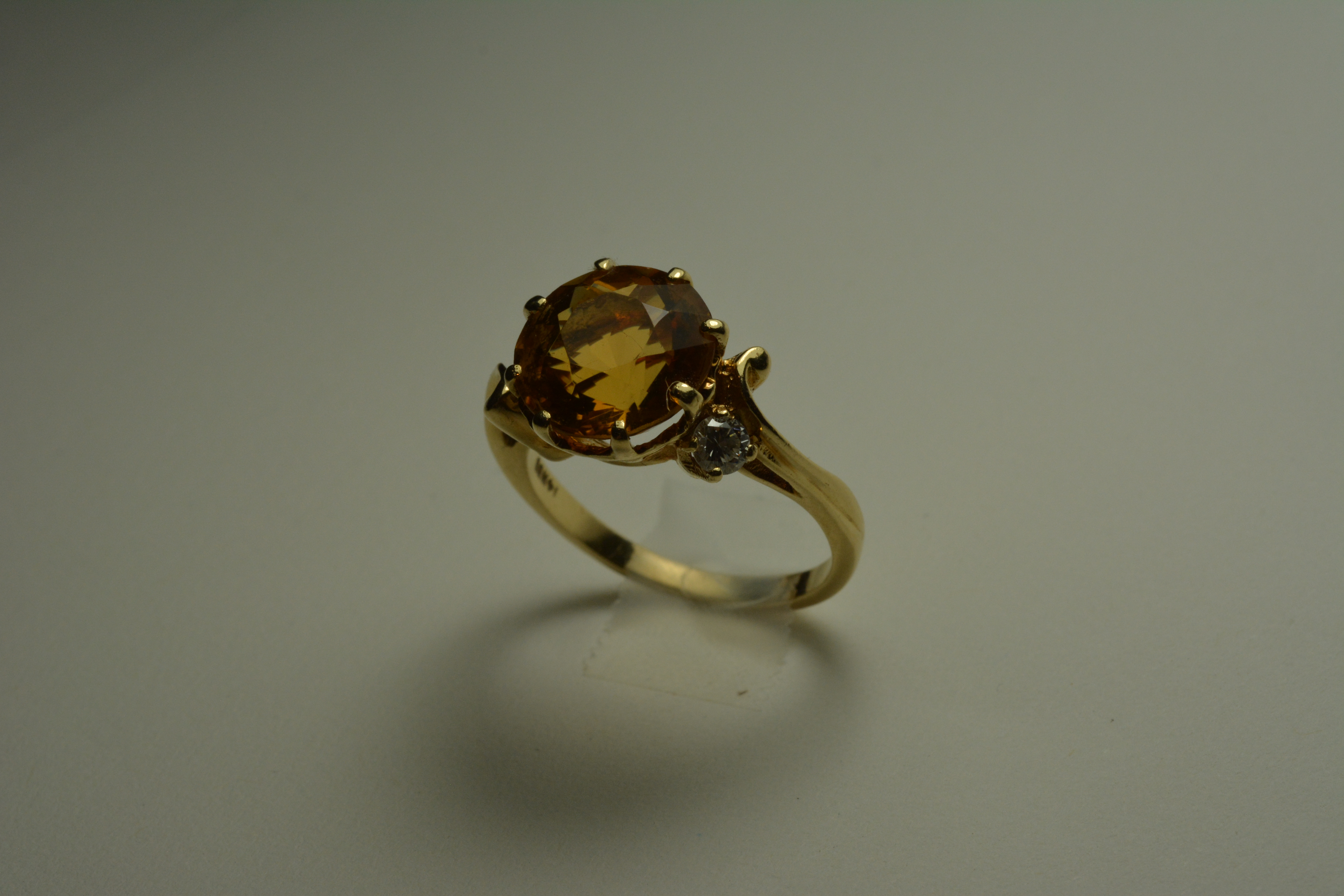 14k Yellow Gold Citrine & Diamond Ring G Color VS Clarity Size 8 eBay