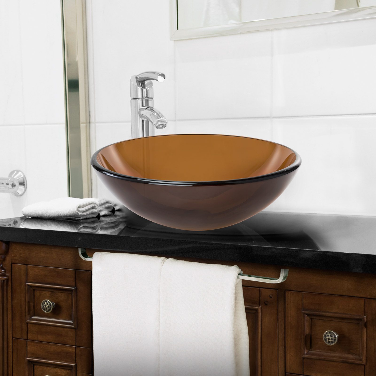 Tempered Glass Round Vessel Vanity Bathroom Sink eBay