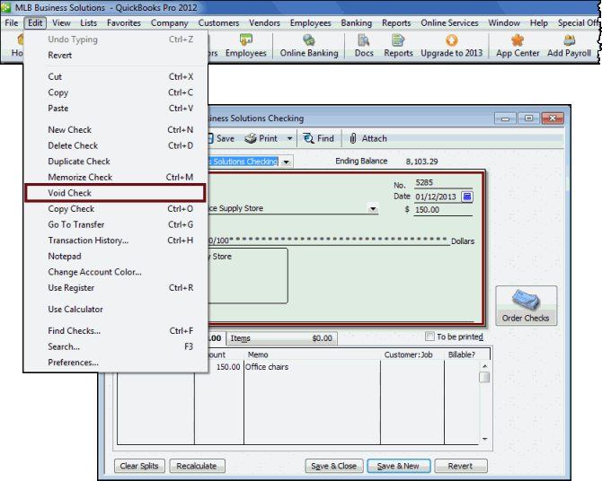 How to Delete and Void Checks in QuickBooks Webucator
