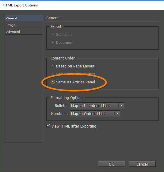 How to Use the Articles Panel for Exporting to HTML in