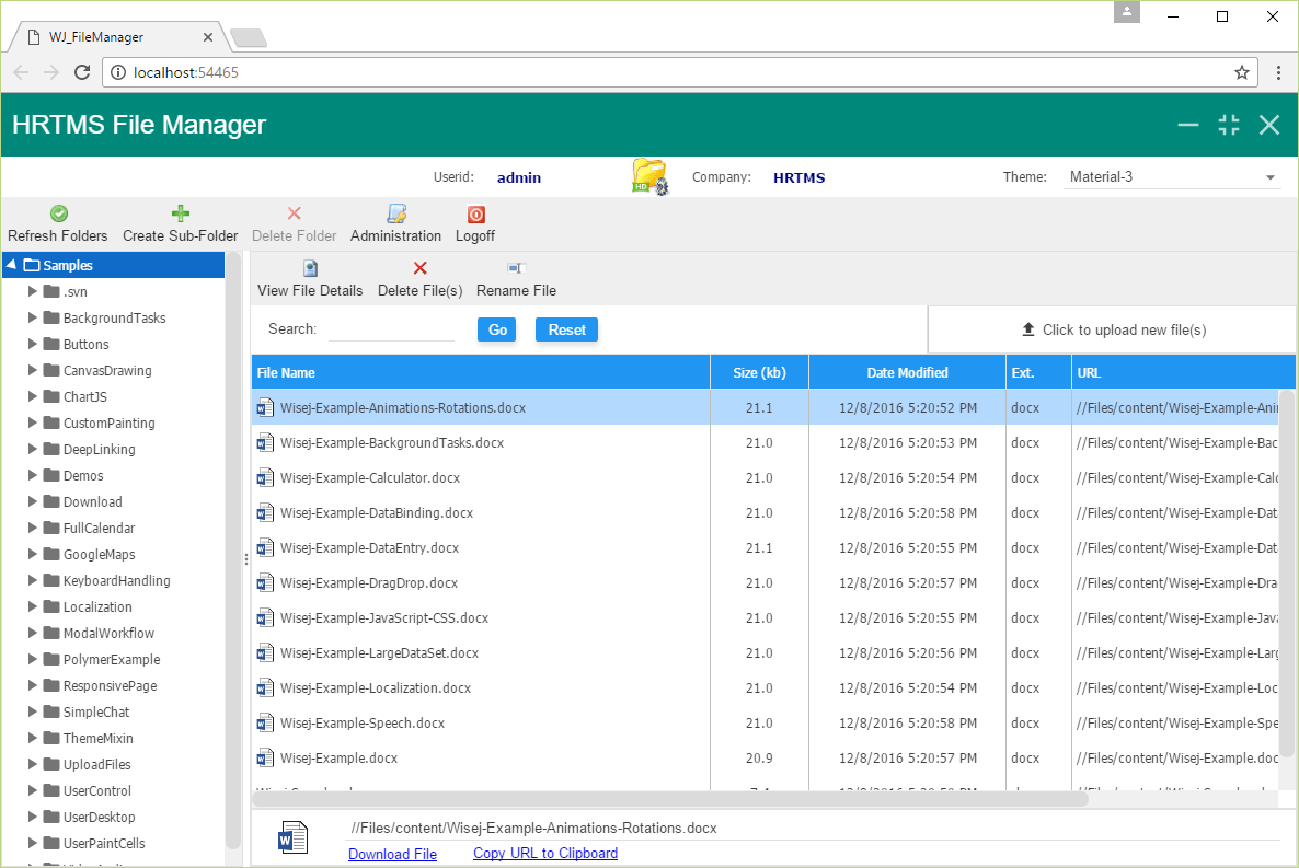 File Manager Sample Wisej