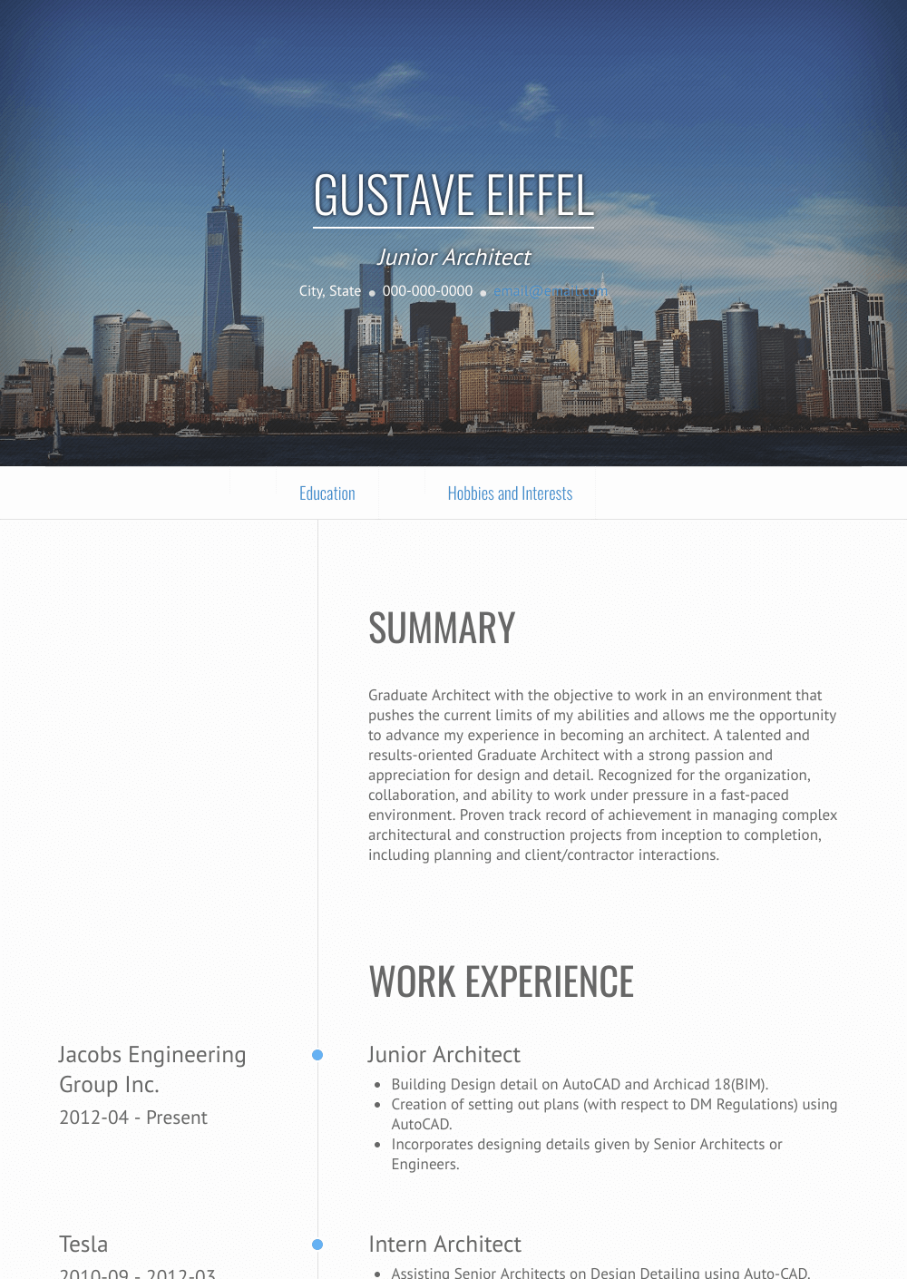 Architectural Intern Resume Samples and Templates VisualCV