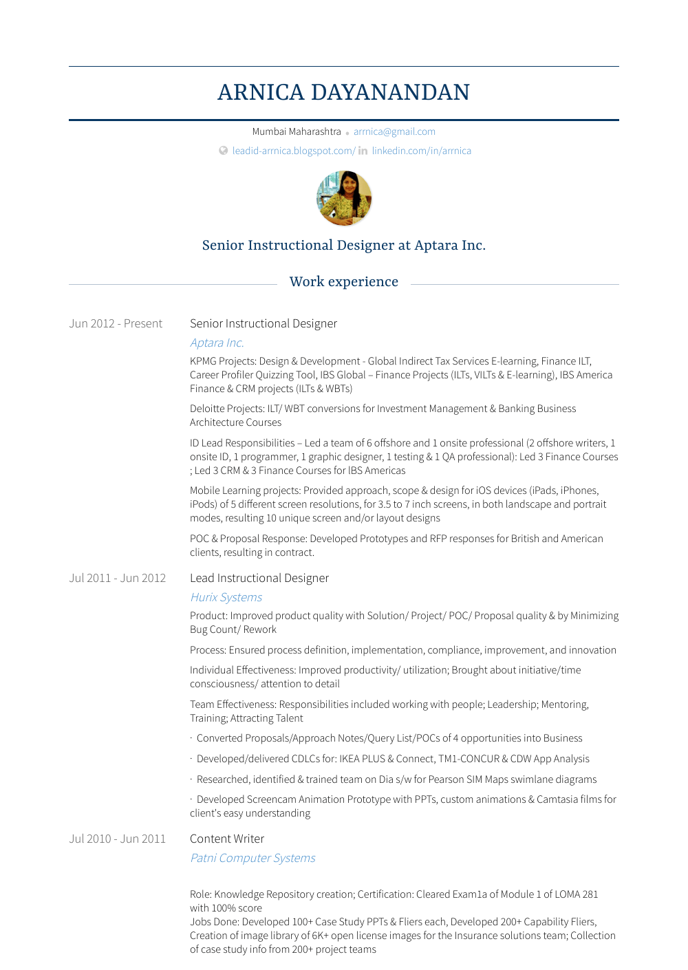 Senior Instructional Designer Resume Samples and Templates VisualCV