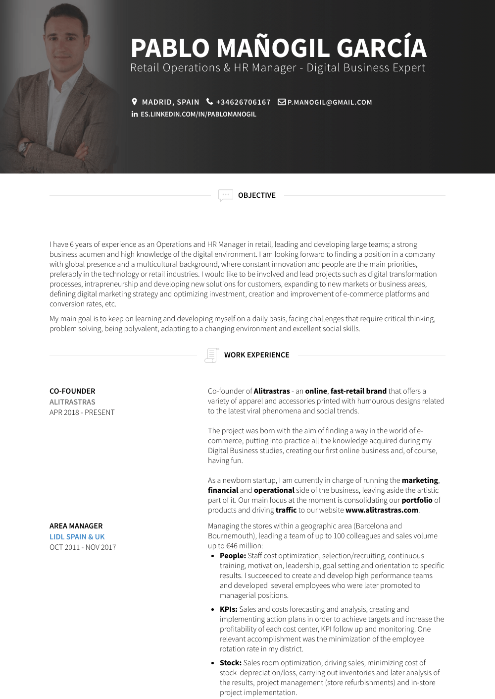 Free Real Professional Resume Samples VisualCV
