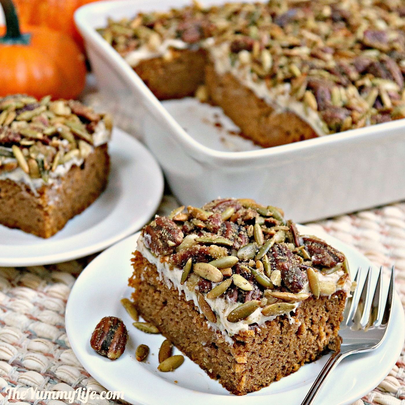 Brown Butter Pumpkin Cake with Nut Topping