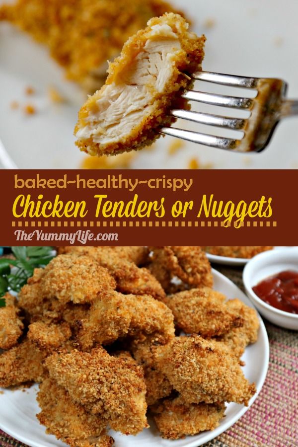 Healthy, Baked, Crispy Chicken Tenders or Nuggets
