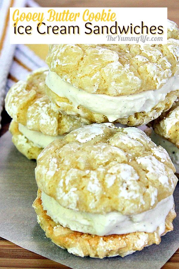 Gooey Butter Cookie Ice Cream Sandwiches