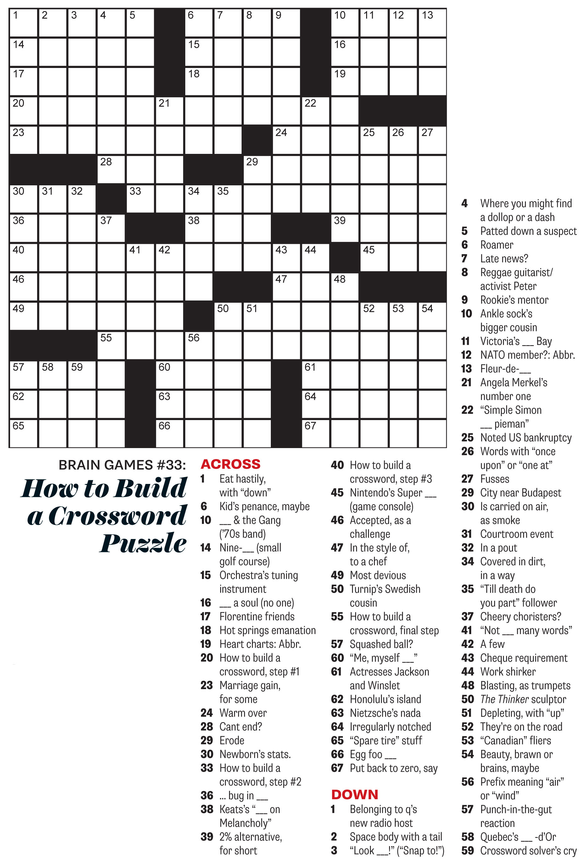 October 2015 Crossword How to Build a Crossword Puzzle