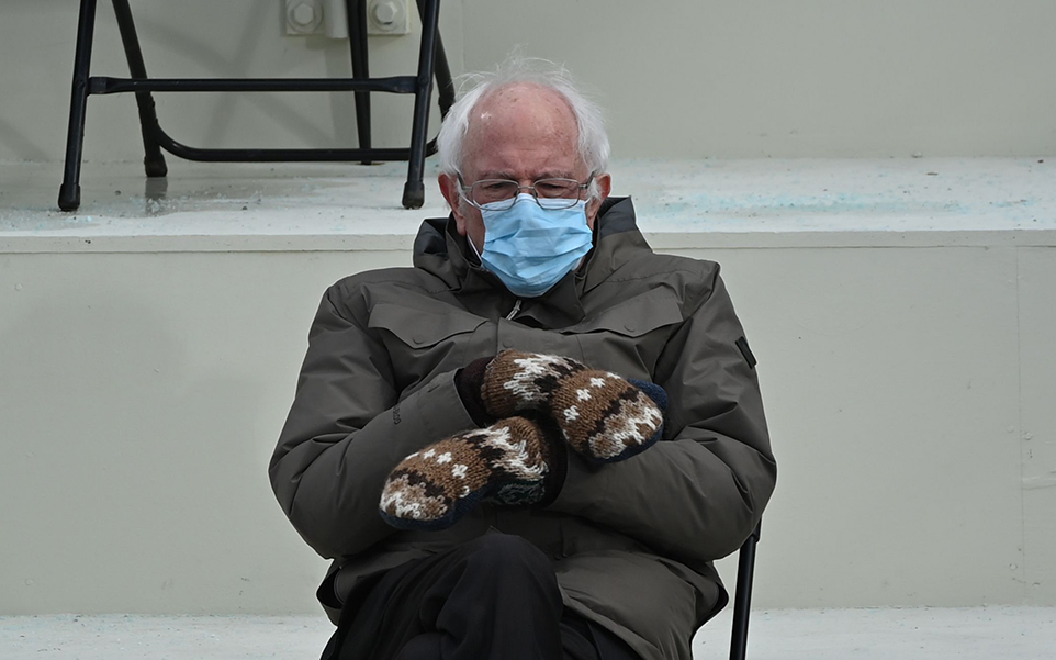 With His Coat and Mittens, Bernie Sanders, 79, Is Officially One of the