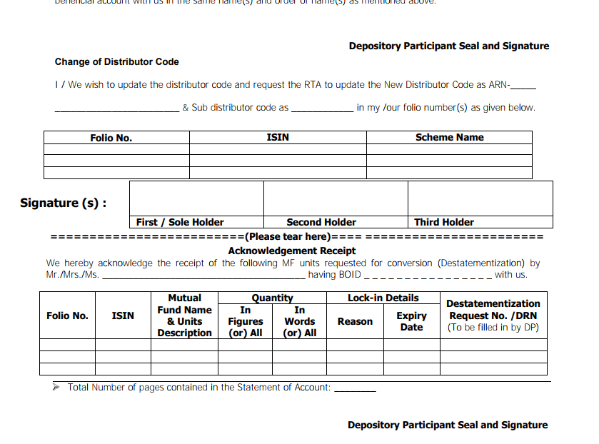 How do I fill up the mutual fund dematerialization form?