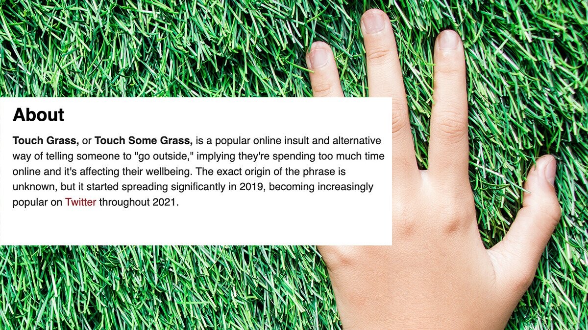 ‘Touch Grass’ Is Actually a Great Piece of Advice