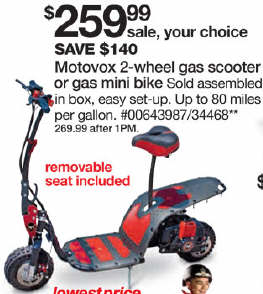 Black Friday Deal: Motovox 43cc Gas-Powered 2-Wheeled Scooter - 4001