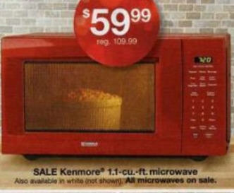 Black Friday Deal: Kenmore 1.1 cu. ft. Countertop Microwave-Red - 6622
