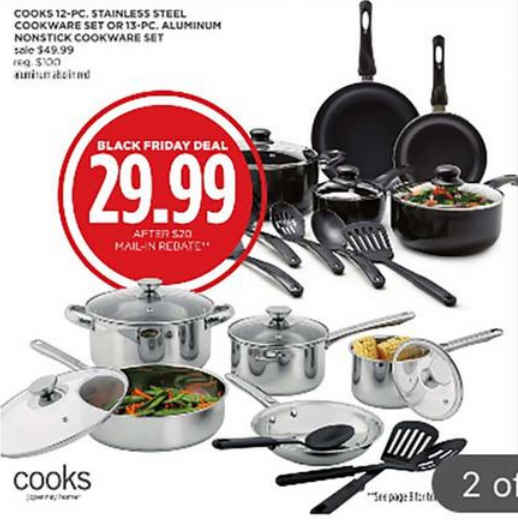 Black Friday Deal Cooks Stainless Steel 12pc. Cookware Set