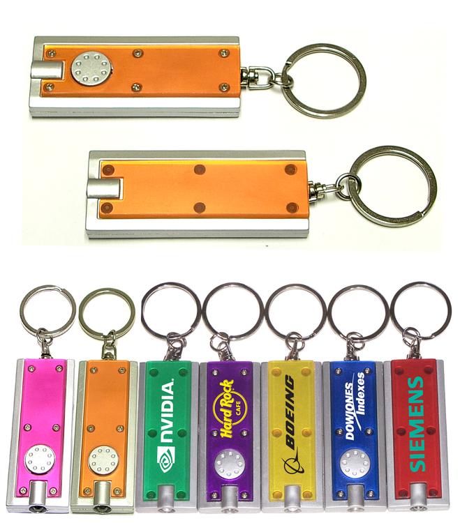 Slim rectangular flash light with swivel key chain, orange FL1008O