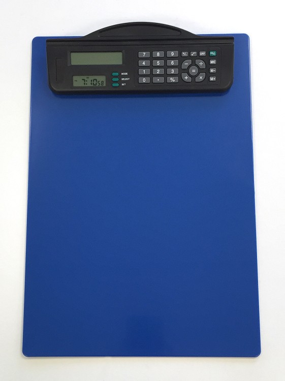 Letter Size Clipboard w/ Dual Power Calculator/ Clock Clip H4DPCK