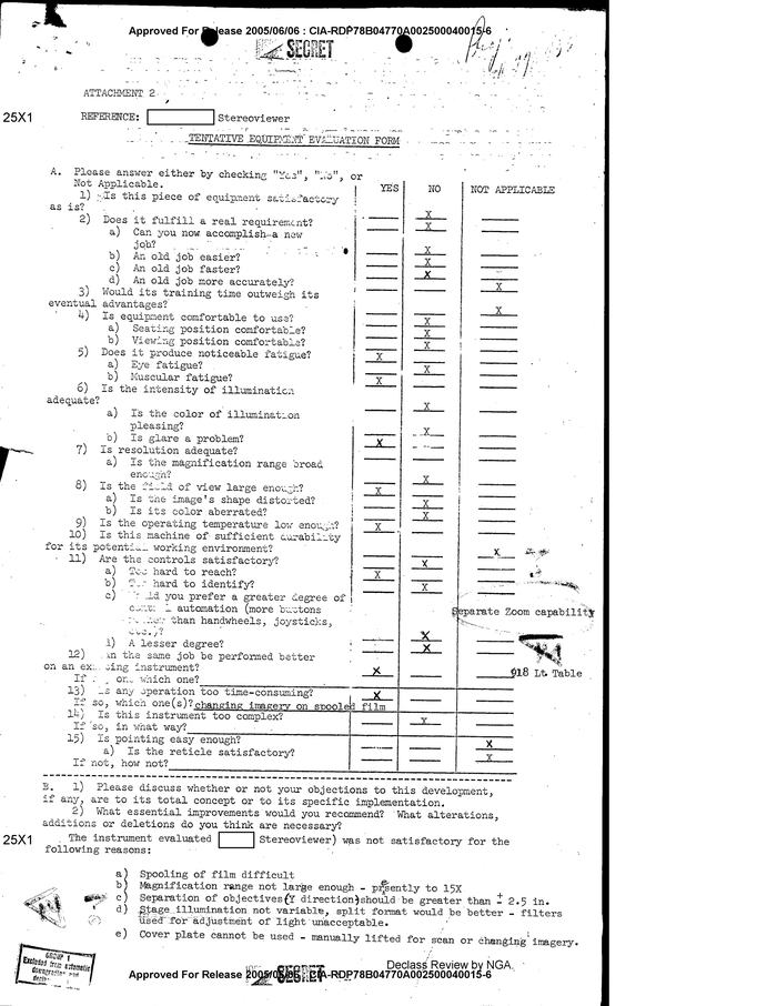 TENTATIVE REQUIREMENT EVALUATION FORM DocumentCloud