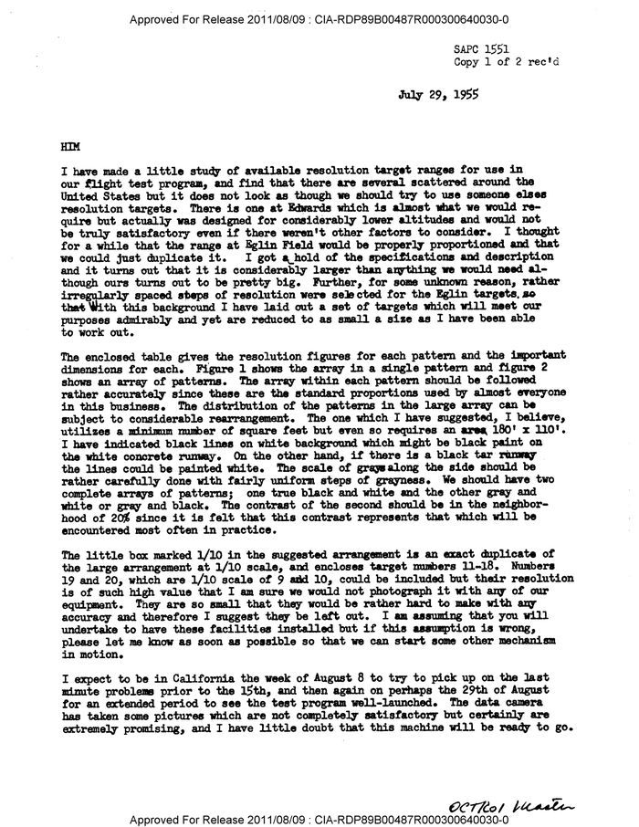 I HAVE MADE A LITTLE STUDY OF AVAILABLE RESOLUTION TARGET RANGES FOR