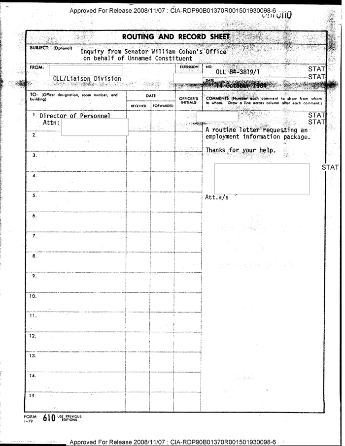 ROUTING AND RECORD SHEET DocumentCloud