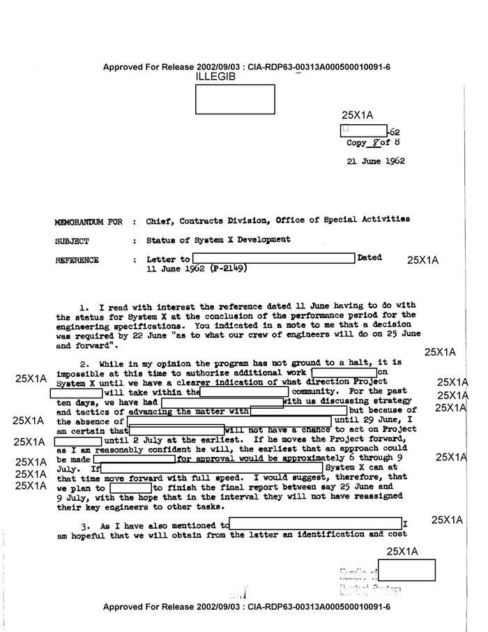 STATUS OF SYSTEM X DEVELOPMENT DocumentCloud