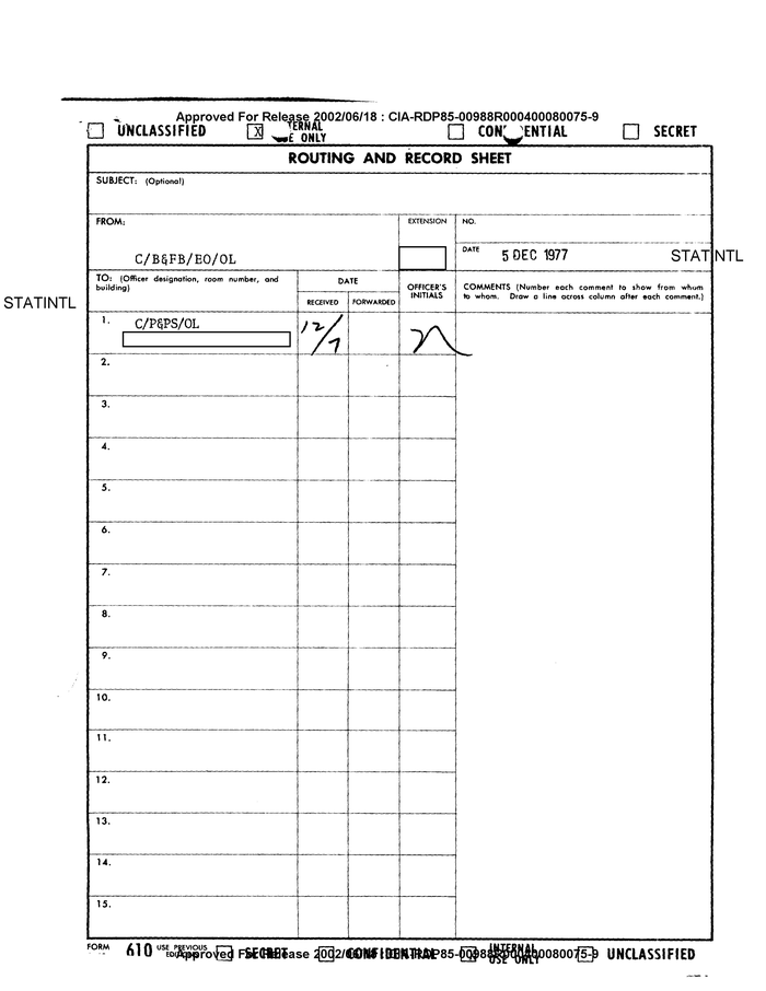 ROUTING AND RECORD SHEET DocumentCloud