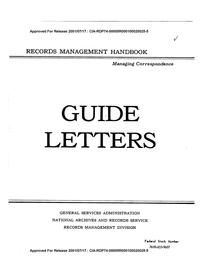 RECORDS MANAGEMENT HANDBOOK GUIDE LETTERS DocumentCloud