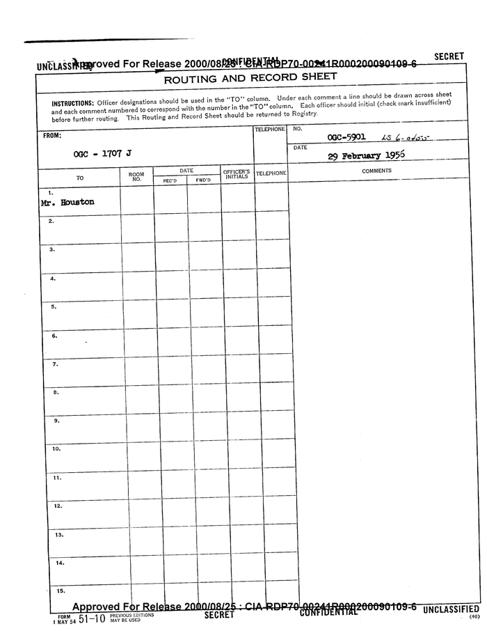 ROUTING AND RECORD SHEET DocumentCloud