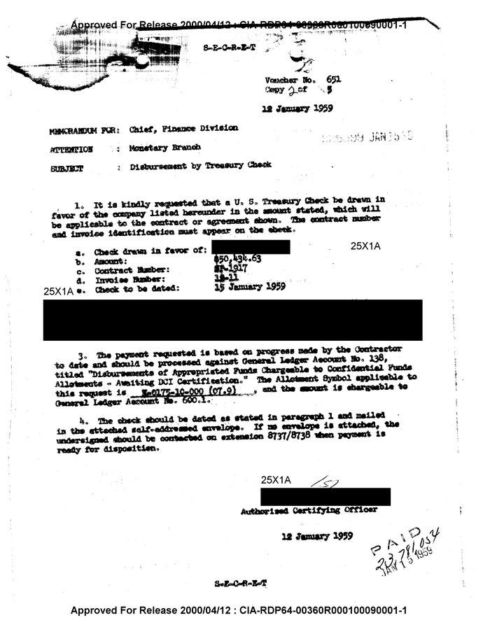 DISBURSEMENT BY TREASURY CHECK DocumentCloud