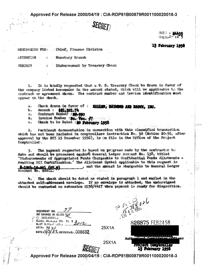 DISBURSEMENT BY TREASURY CHECK DocumentCloud