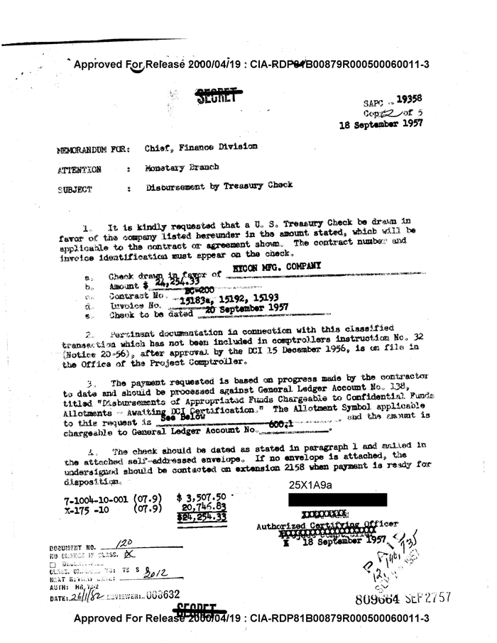 DISBURSEMENT BY TREASURY CHECK DocumentCloud
