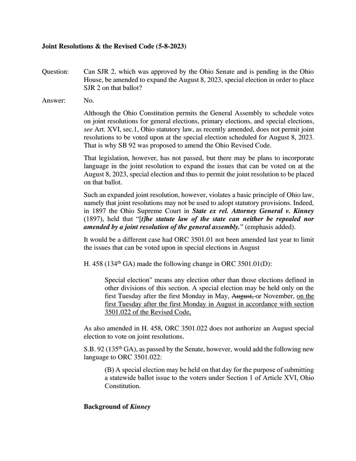 Joint Resolutions & the Revised Code (2023) DocumentCloud