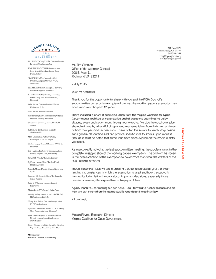 VCOG's exemption examples DocumentCloud