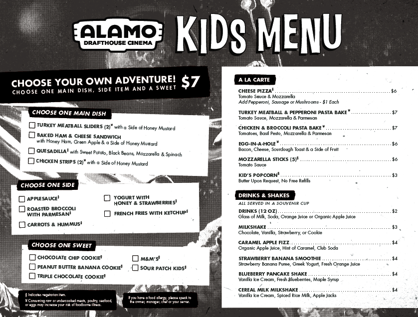 Meet the new Kids Menu! National News Alamo Drafthouse Cinema