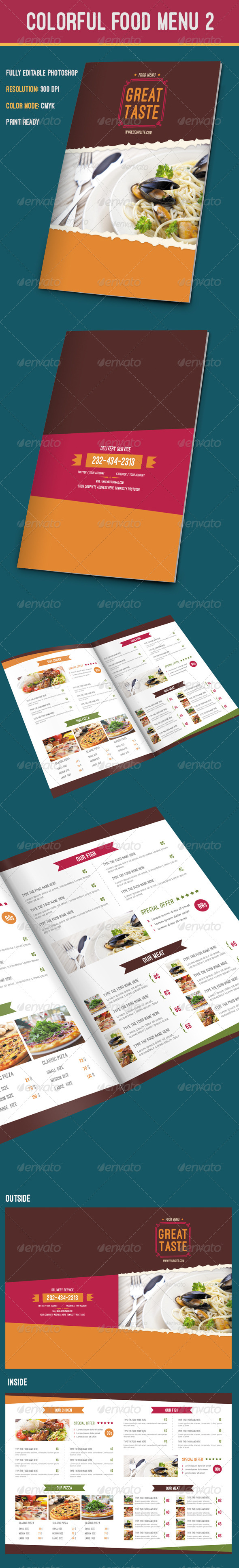 Colorful Food Menu by Nody4Design GraphicRiver