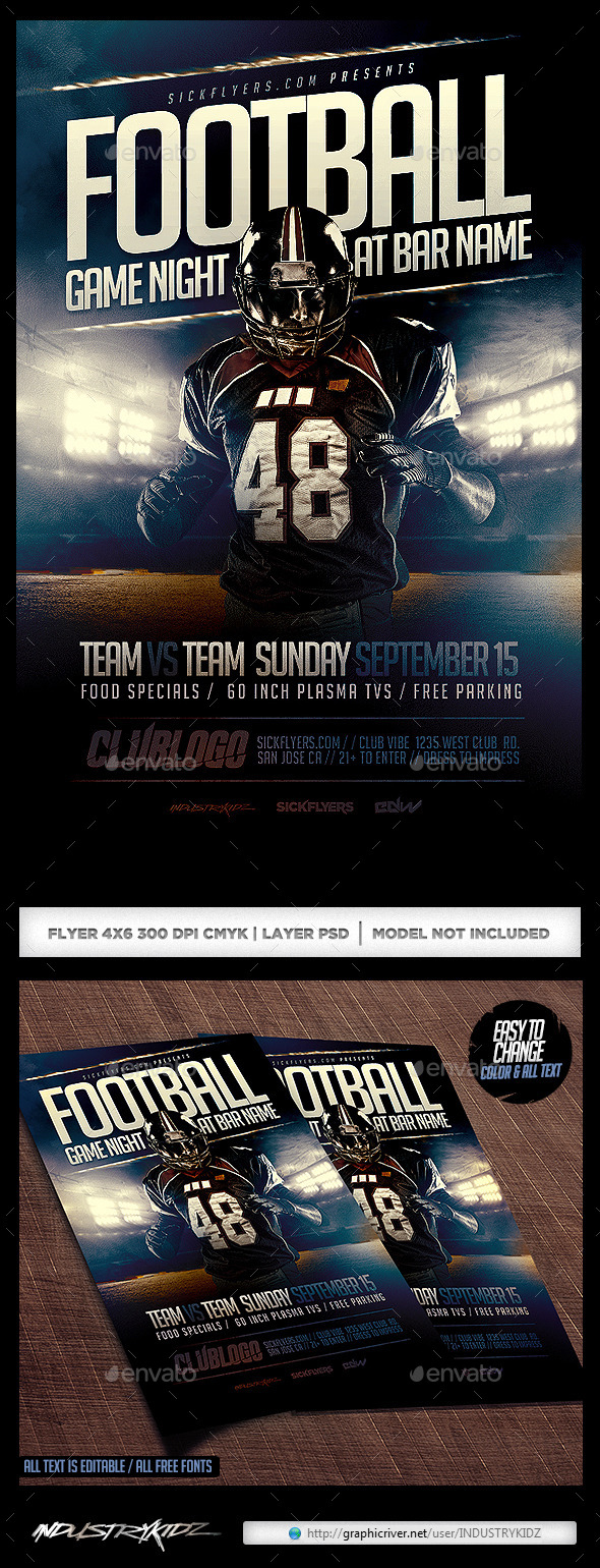 Football Game Night Flyer Template PSD by INDUSTRYKIDZ