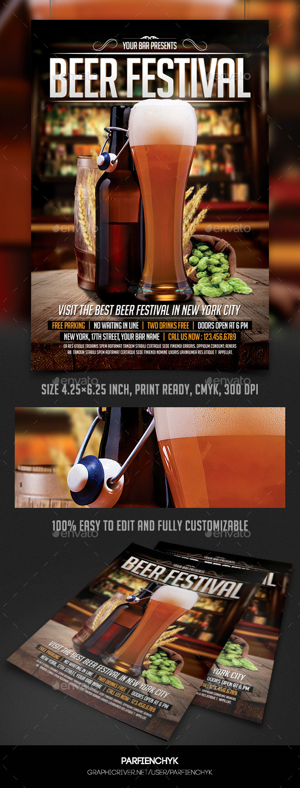 Beer Festival Flyer Template by Parfienchyk GraphicRiver