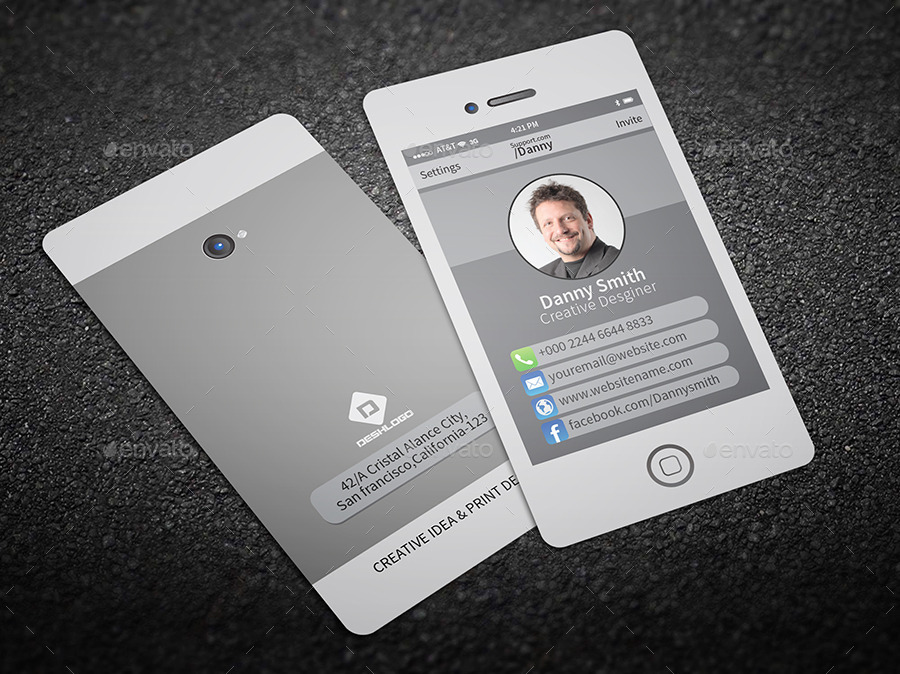 Stylish Smartphone Business Card2, Print Templates GraphicRiver