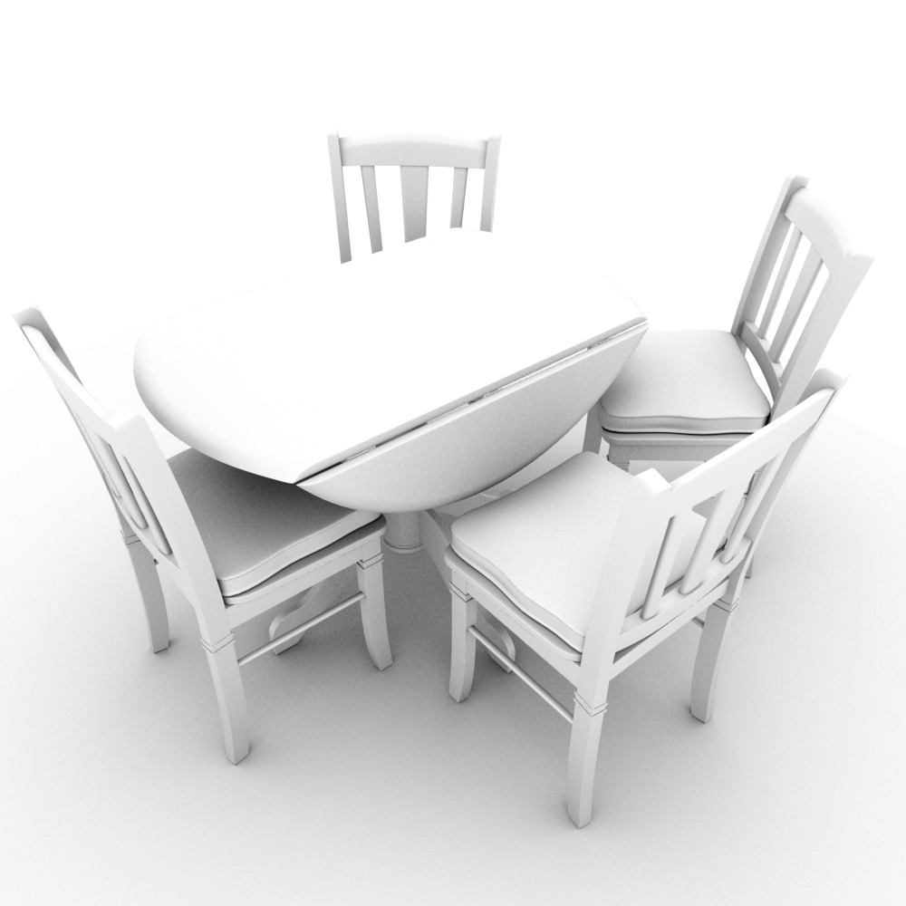 Dining Set (Leaf Table x4 Chairs) by techart3Dstudios 3DOcean