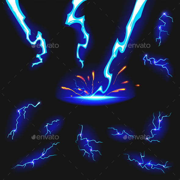Lightning Flashes Set by cartoonsmaker GraphicRiver
