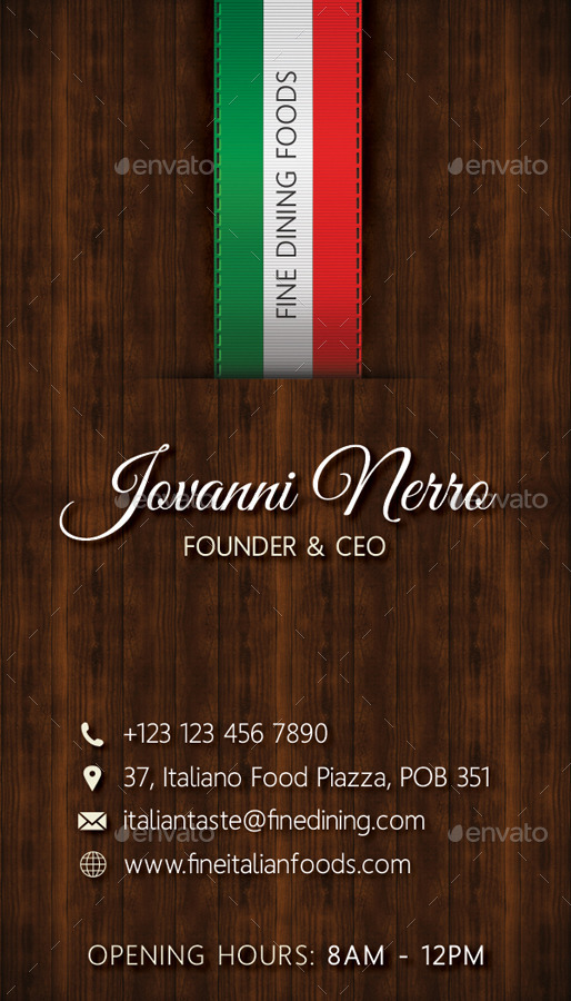Italian Restaurant Business Card by rapidgraf GraphicRiver