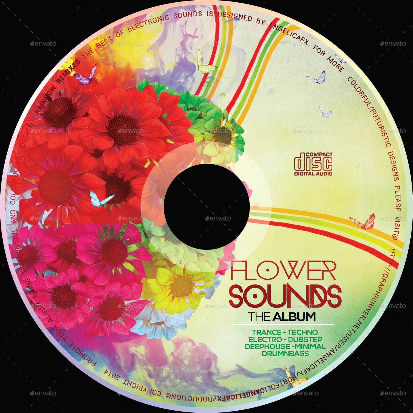 Flower Sounds The Album CD Design Template, Print Templates GraphicRiver