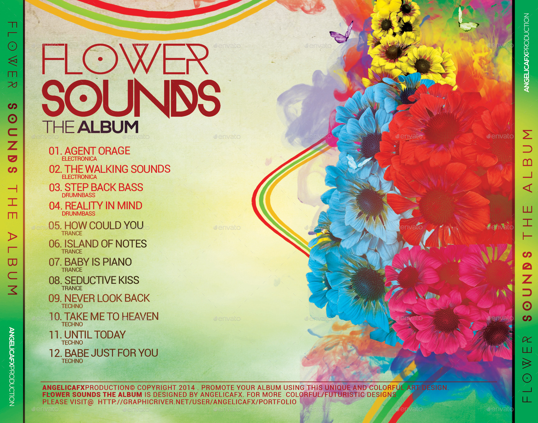 Flower Sounds The Album CD Design Template, Print Templates GraphicRiver