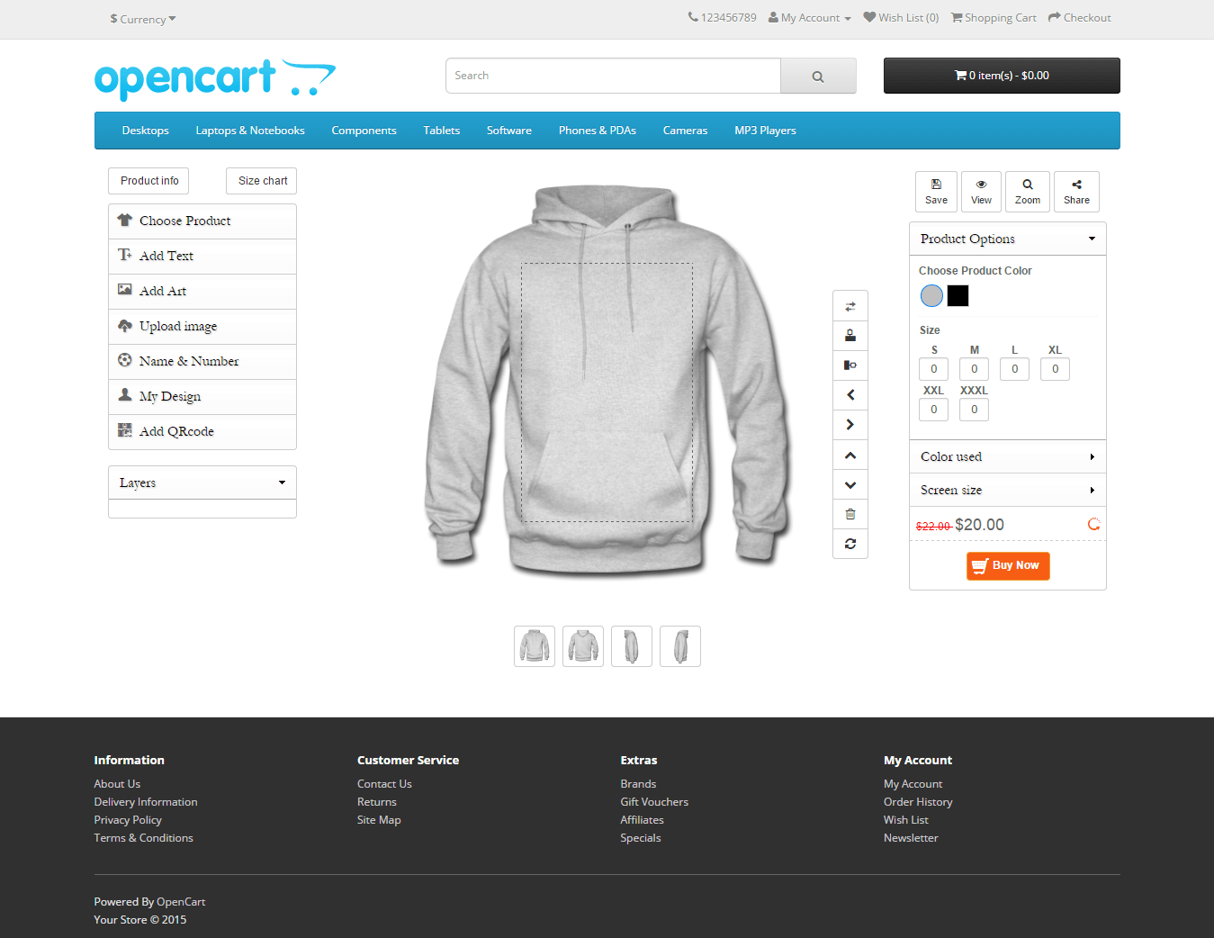 Opencart Custom Product Designer by dangcv CodeCanyon