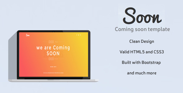 Soon Responsive Coming Soon HTML Template by afrussel ThemeForest