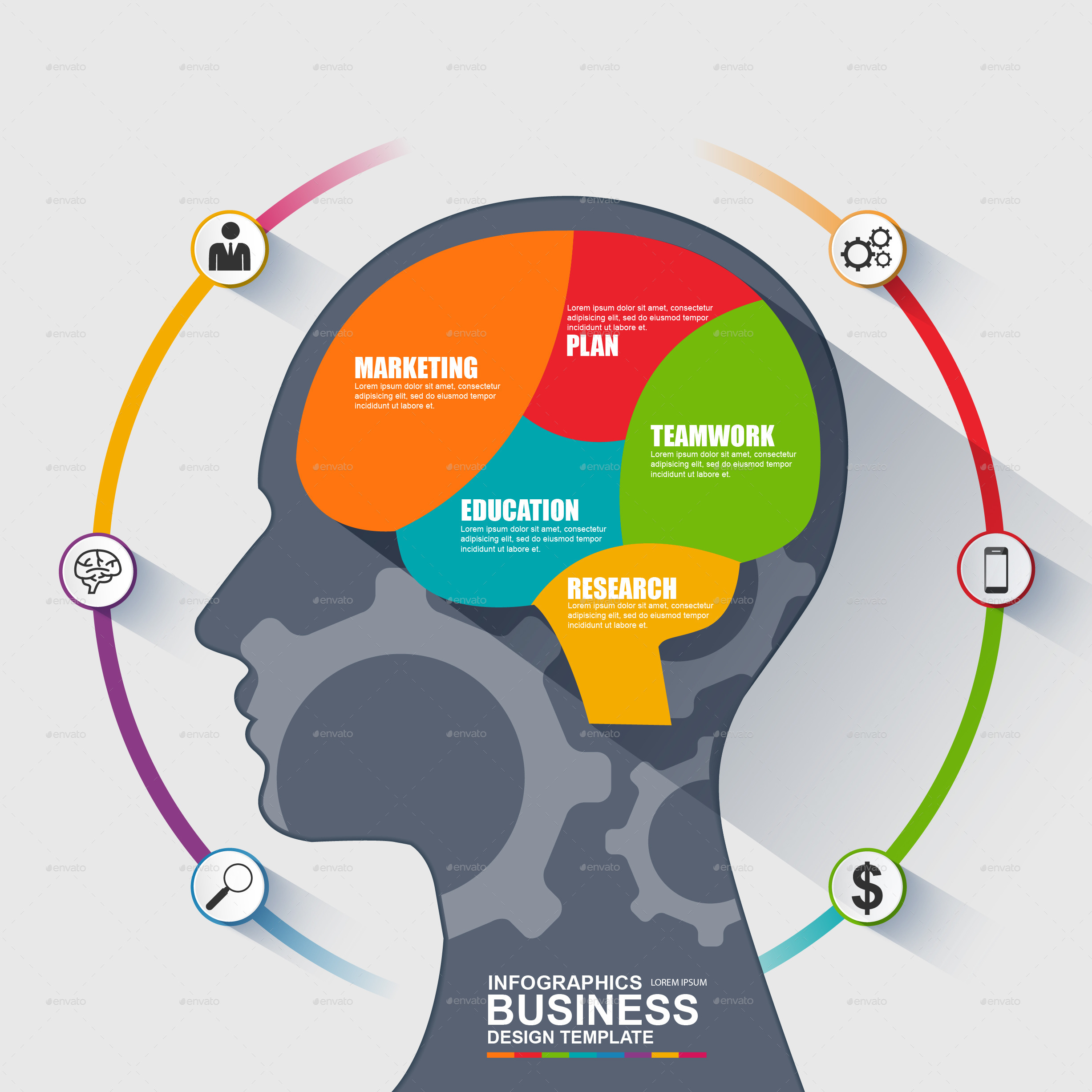 Infographic Business Brain Vector Design by alexdndz GraphicRiver