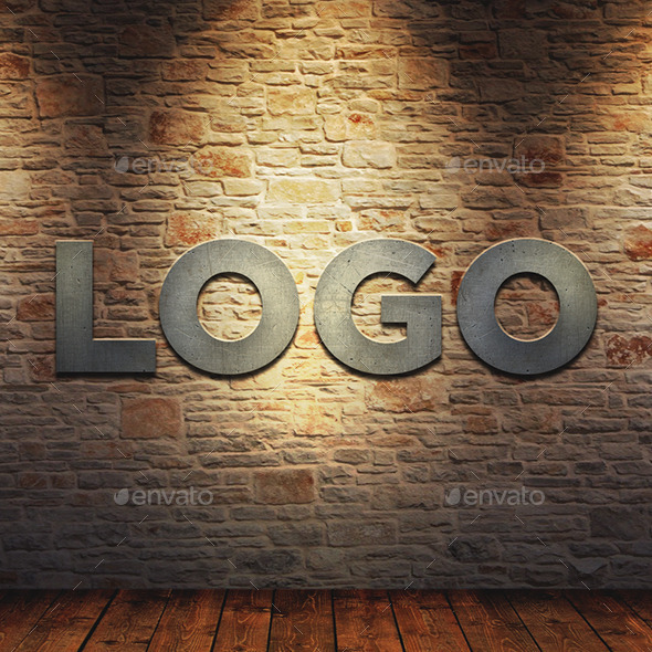 LOGO MockUp Metal on Brick Wall by KOVRdesign GraphicRiver