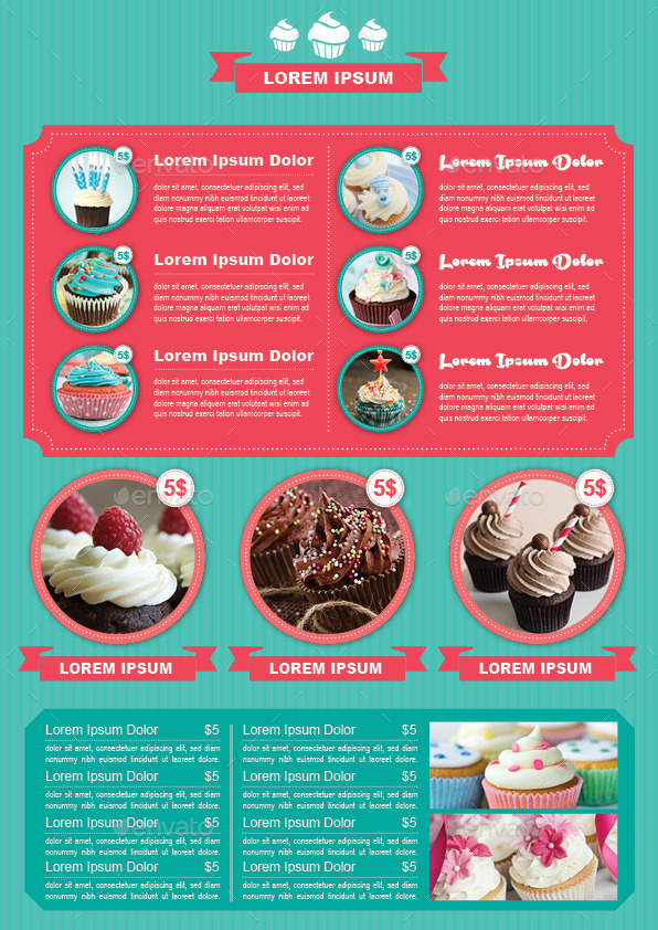 BiFold Cupcake Menu Template by avindaputri GraphicRiver