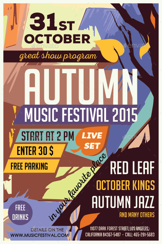 Autumn Music Festival Flyer Template by olgameola GraphicRiver