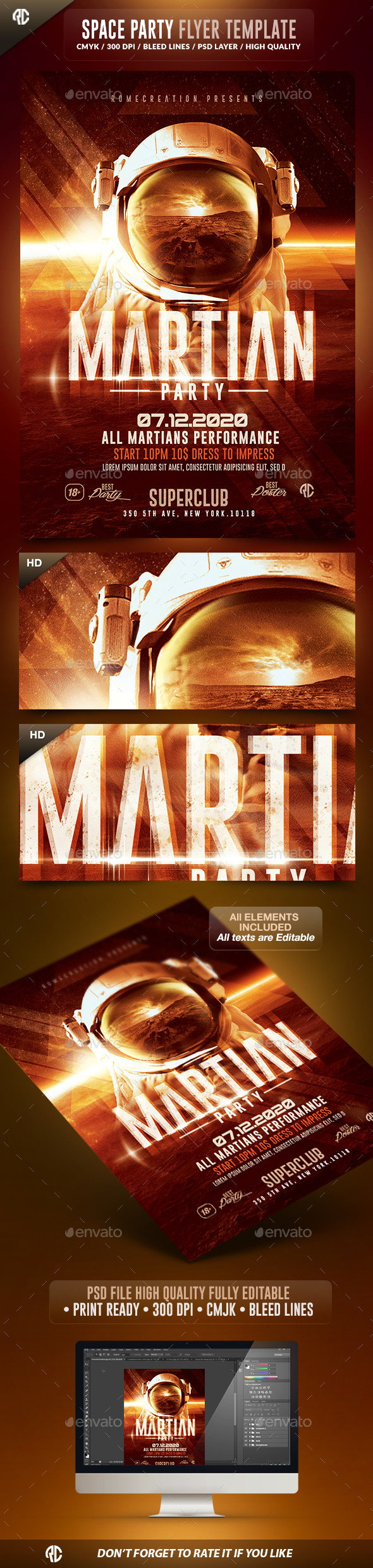 Martian Space Night Psd Flyer Template by RomeCreation